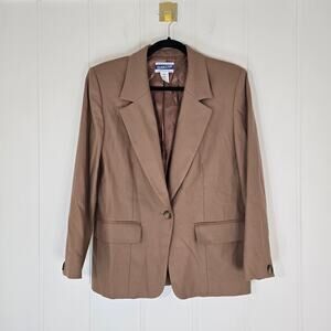Vintage Pendleton Wool Blazer Brown Women Size 8P Preppy Office Business Classic